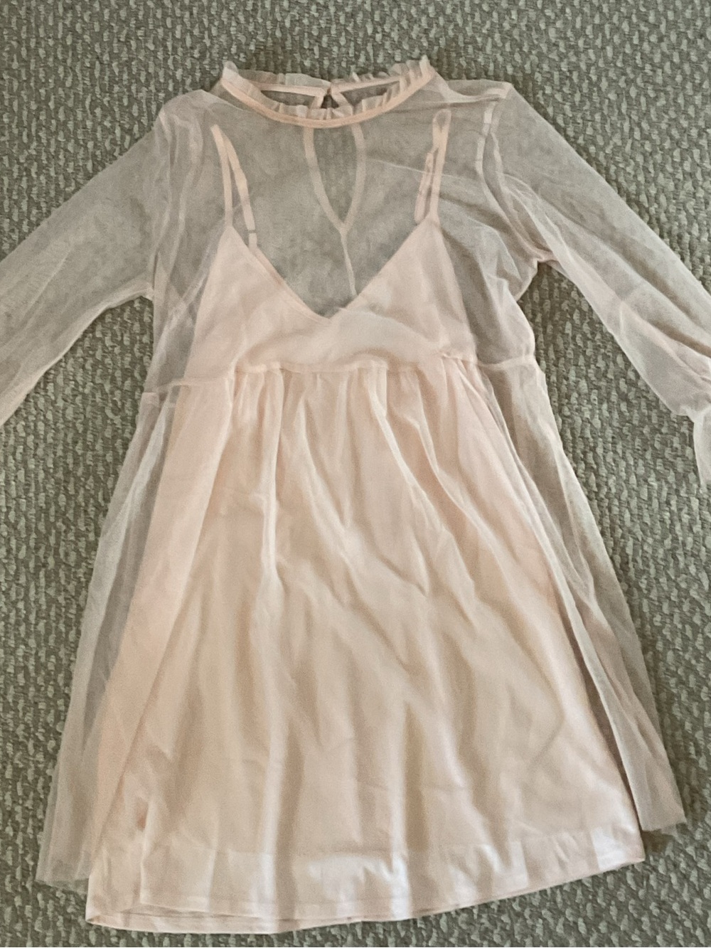 Forever 21 Pale Pink Sheer Overlay Slip Dress